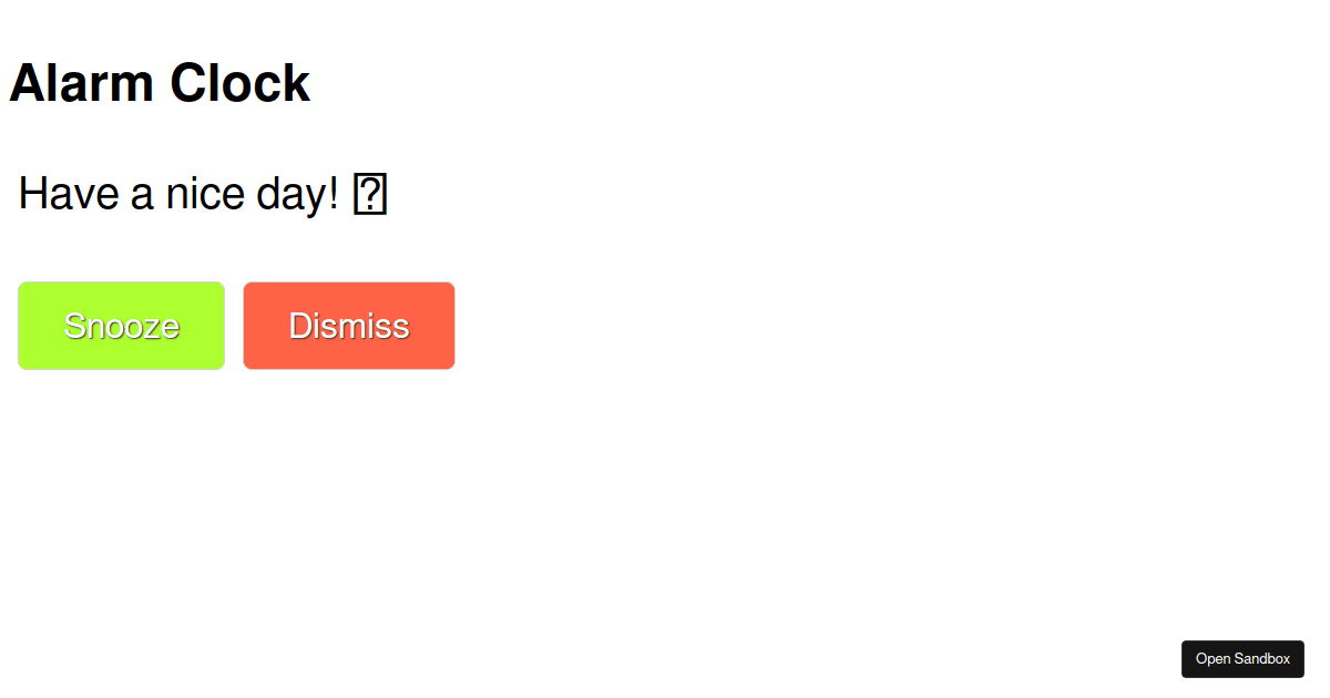 RxJS + React Alarm clock (forked) Codesandbox