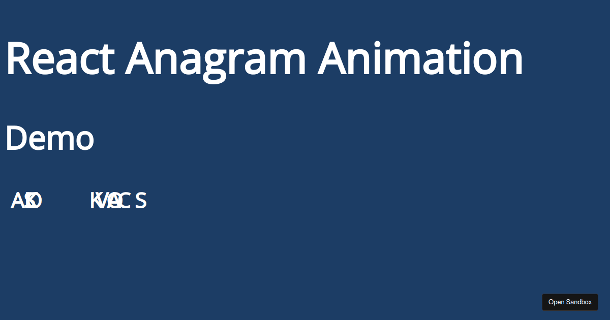 reactanagramanimation examples CodeSandbox