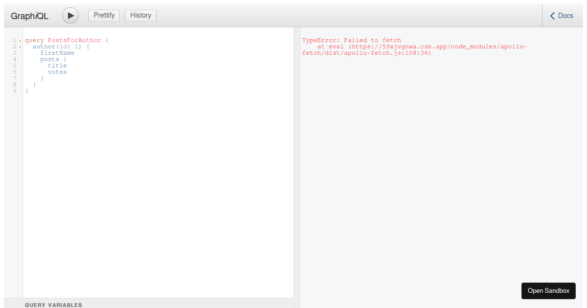 apollofetch examples CodeSandbox