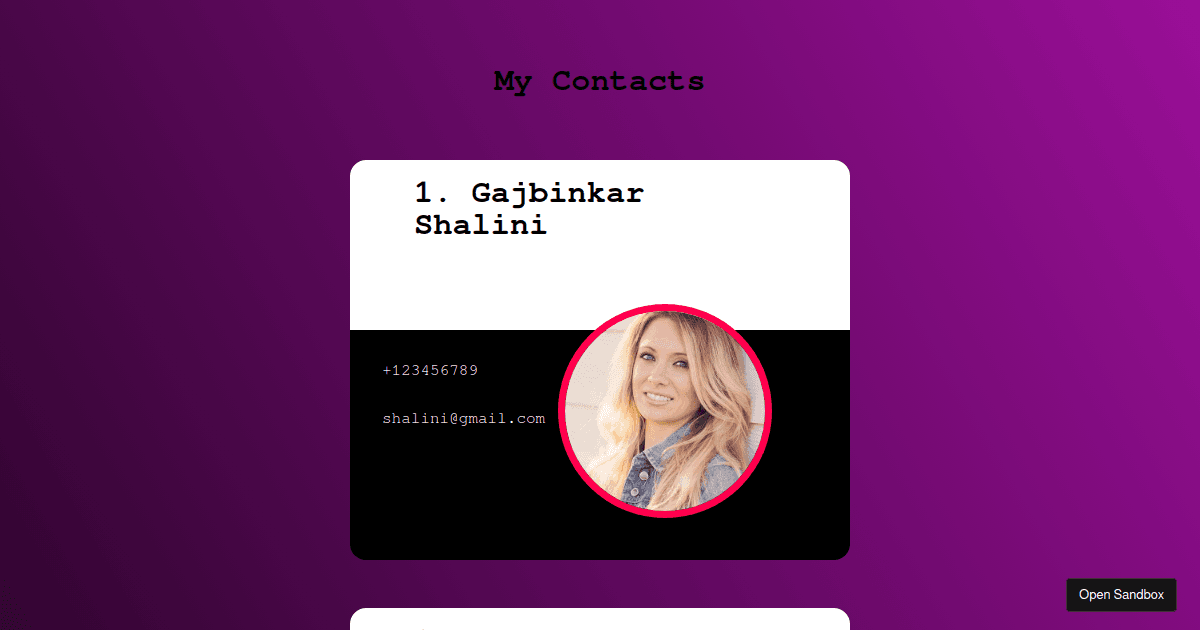 contacts Codesandbox