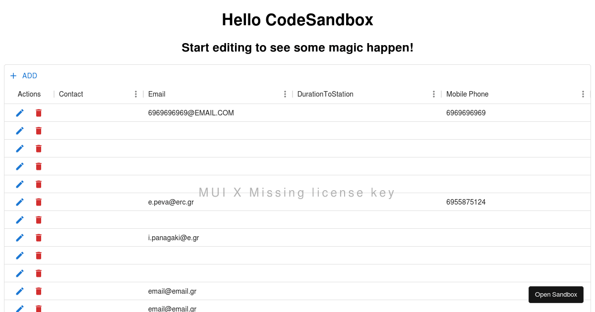 mui/xdatagridpremium examples CodeSandbox