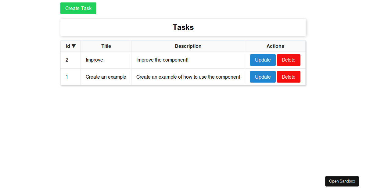 reactcrudtable examples CodeSandbox