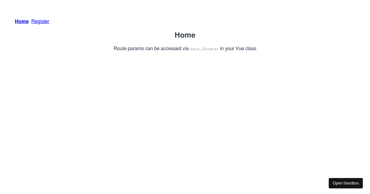 Simple Vue Router Example Codesandbox