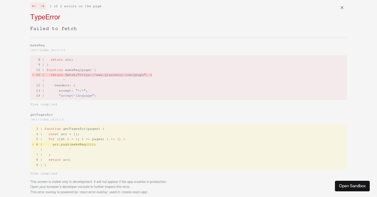 GlassDoor Codesandbox