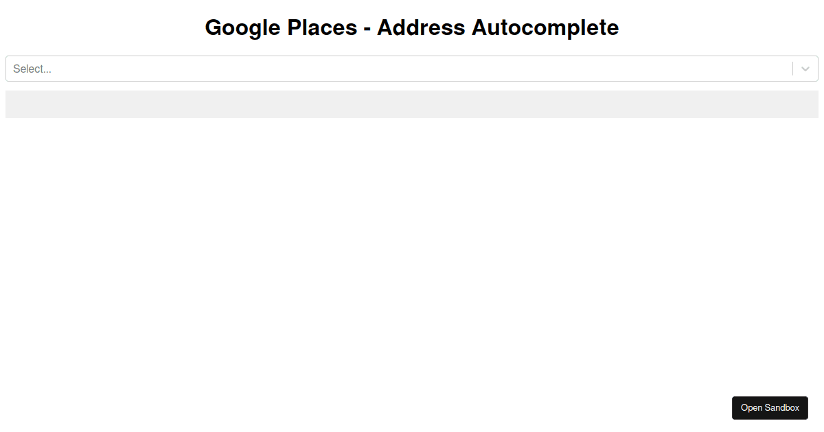 Reactjs Google Places Autocomplete examples CodeSandbox