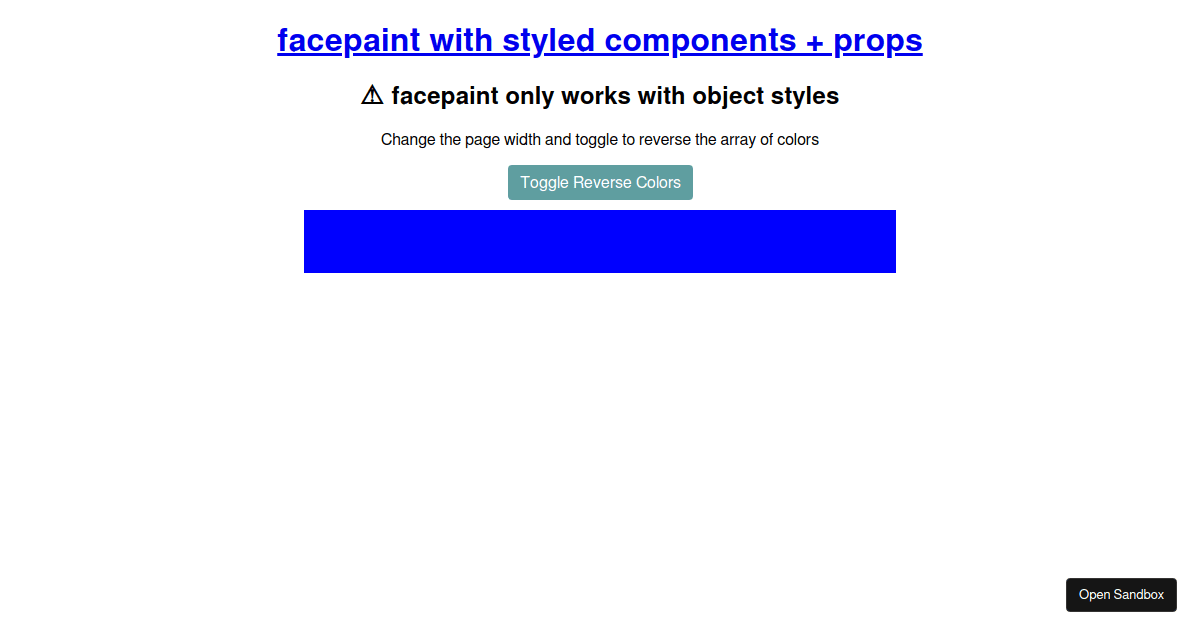 facepaint with styled components + props Codesandbox