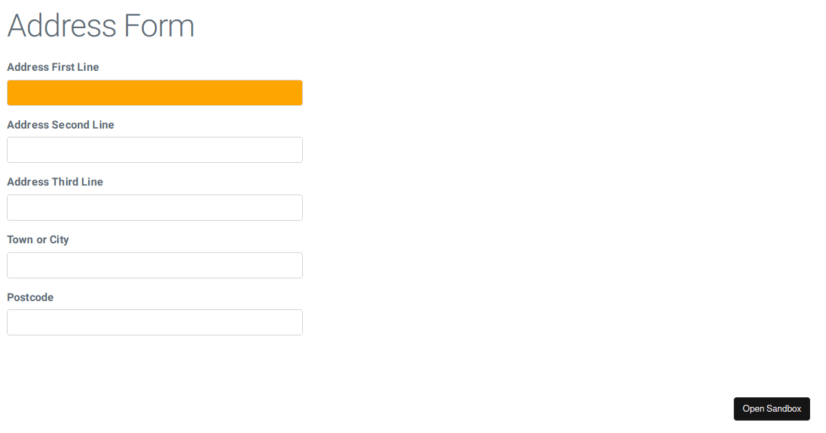 idealpostcodes/addressfinder examples CodeSandbox