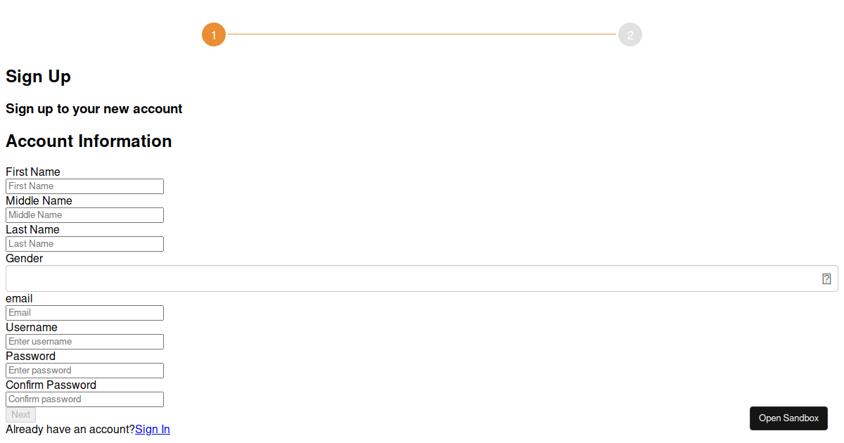 React Stepper Horizontal examples CodeSandbox