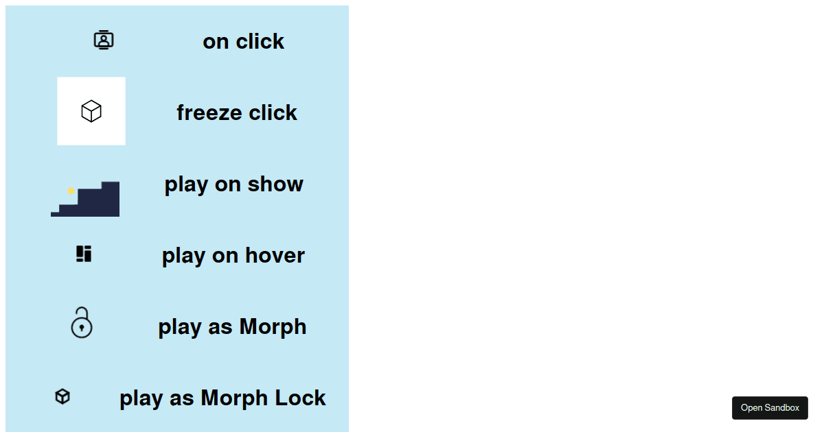 lottieinteractive examples CodeSandbox