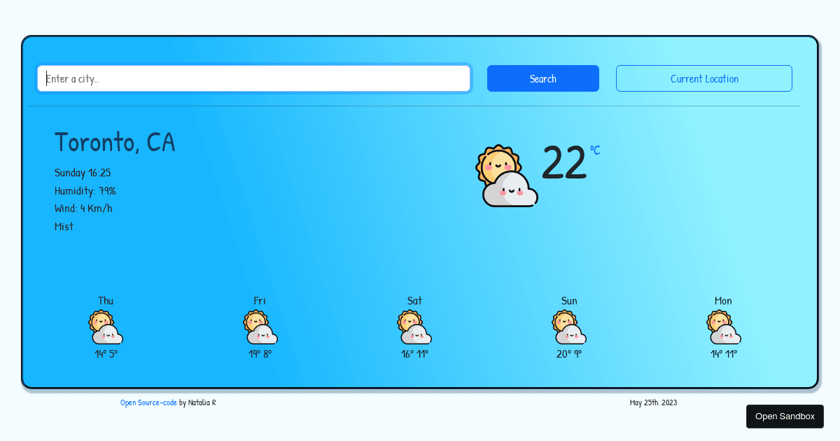 weather app Natalia R. Codesandbox