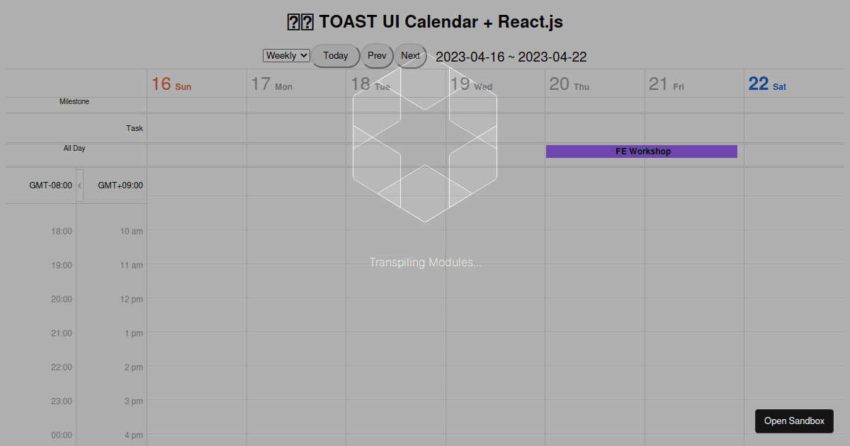 toastui/reactcalendar examples CodeSandbox
