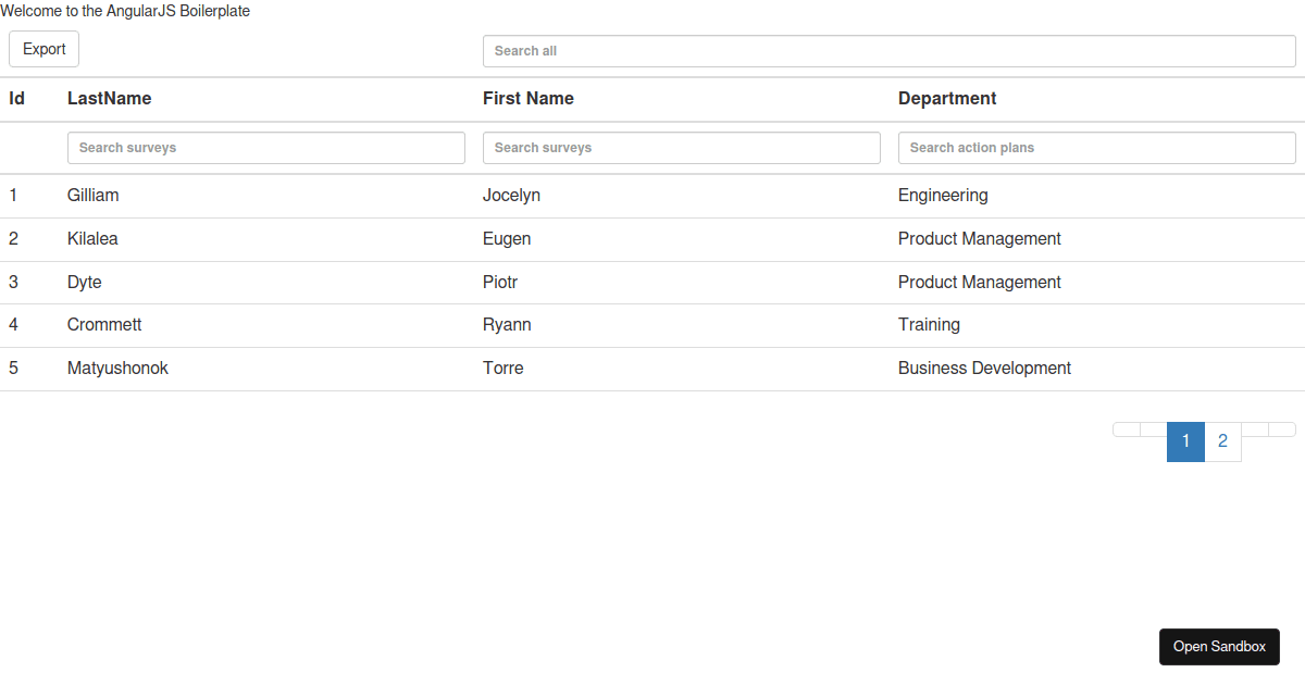 angularsmarttable examples CodeSandbox