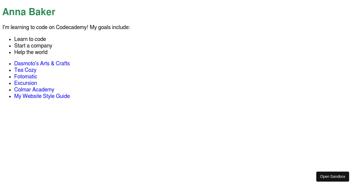 codecademyexercises Codesandbox