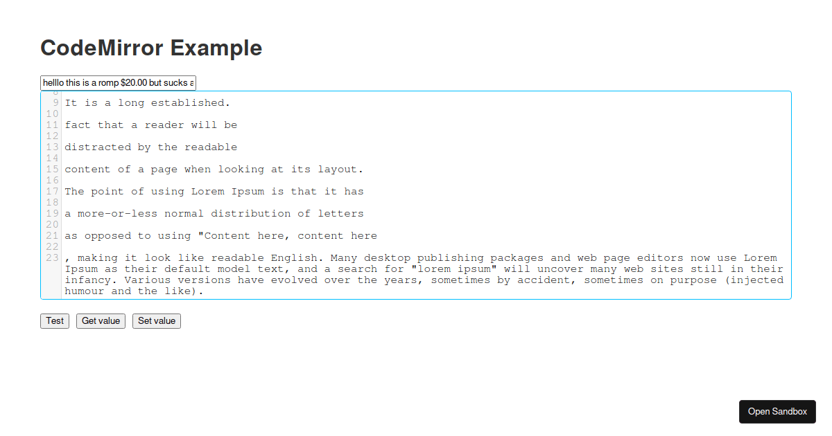 codemirrorspellchecker examples CodeSandbox