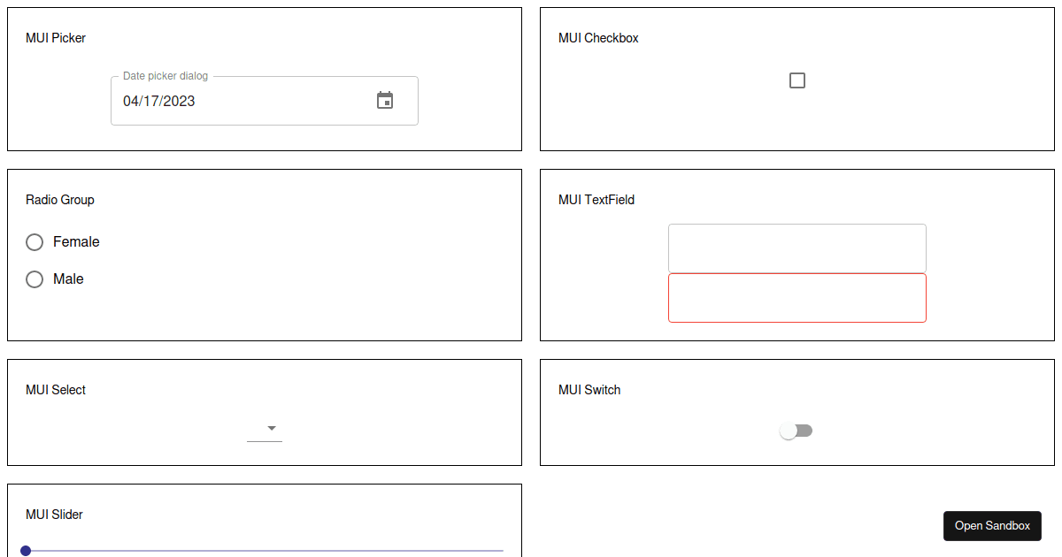 MUI Form Codesandbox