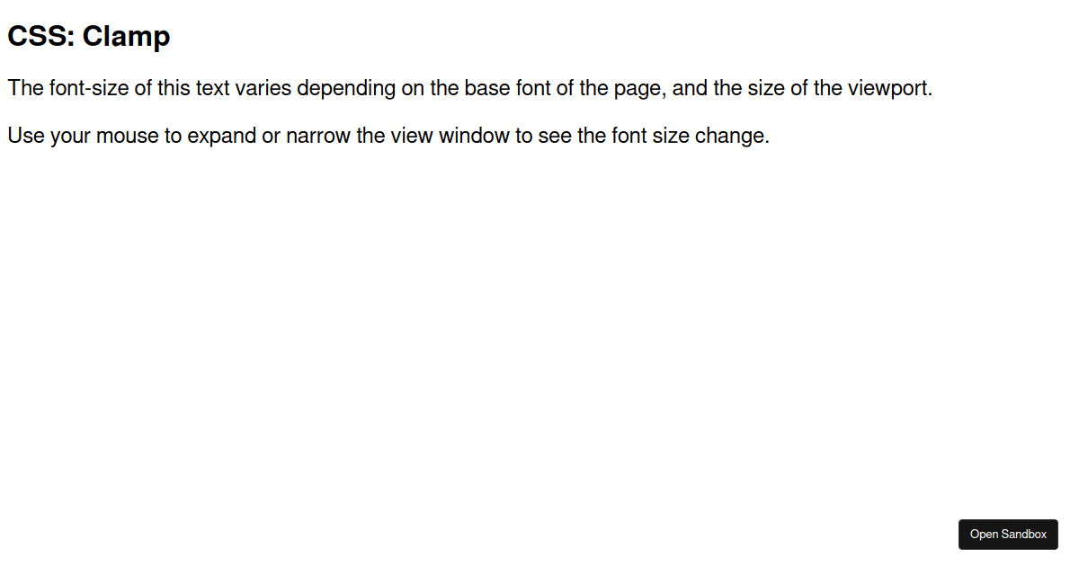 CSS Clamp Codesandbox