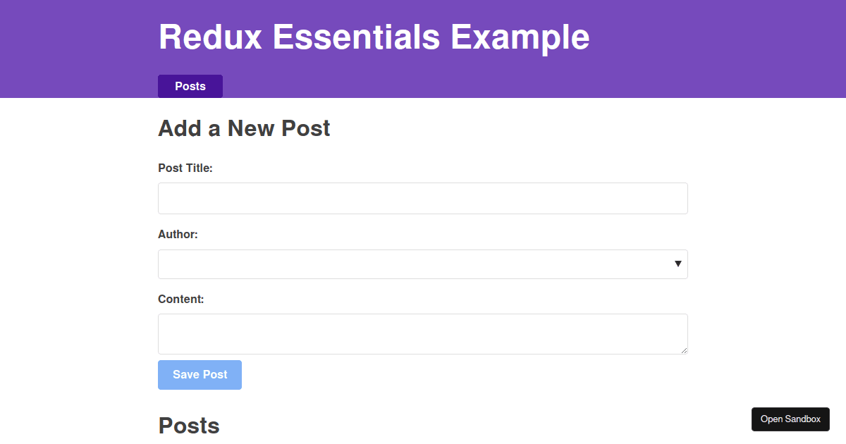 Redux essentials Codesandbox