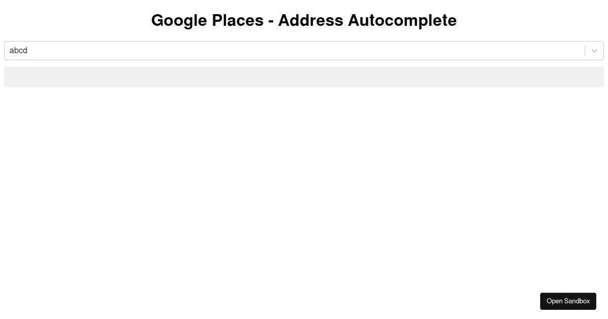 Reactjs Google Places Autocomplete examples CodeSandbox