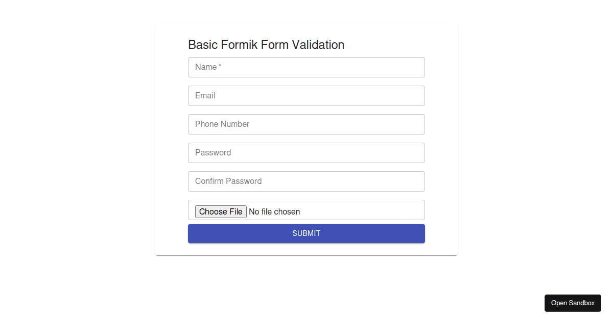 simplemuiformikyupformvalidation Codesandbox