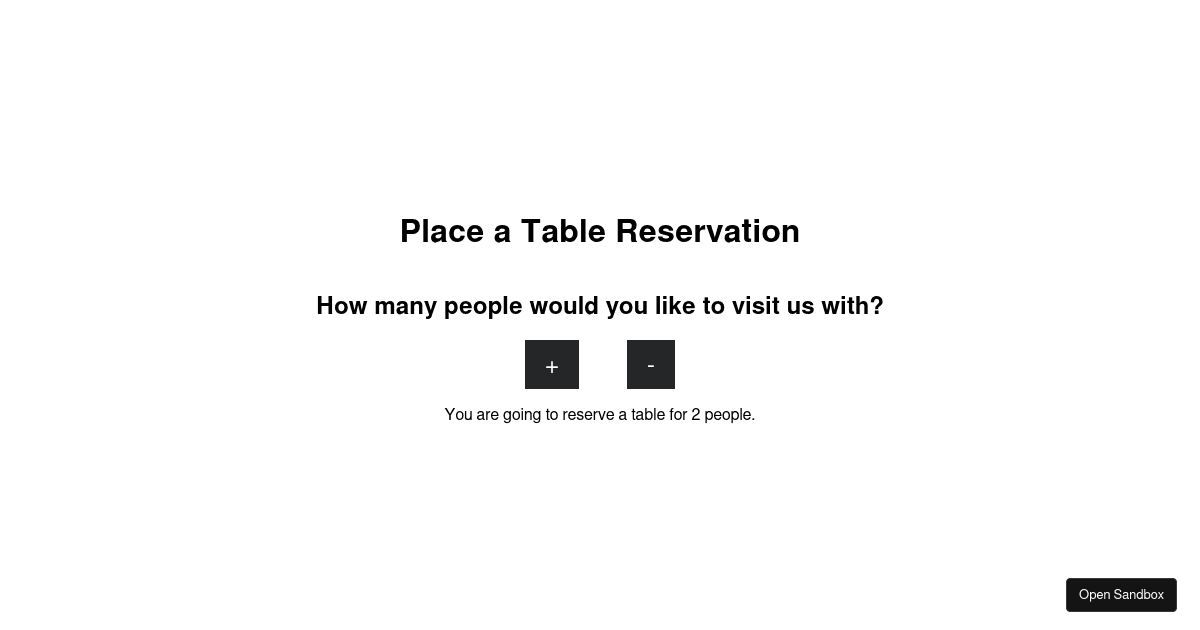 reactstate2tablereservation Codesandbox