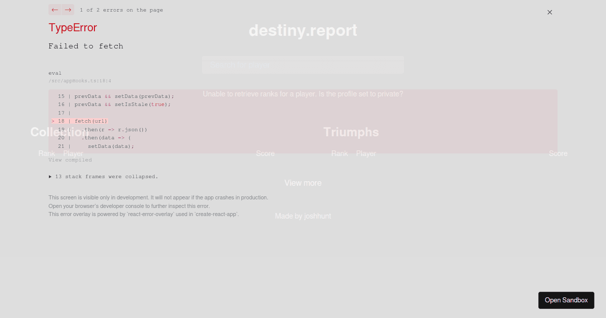 destinyreport Codesandbox