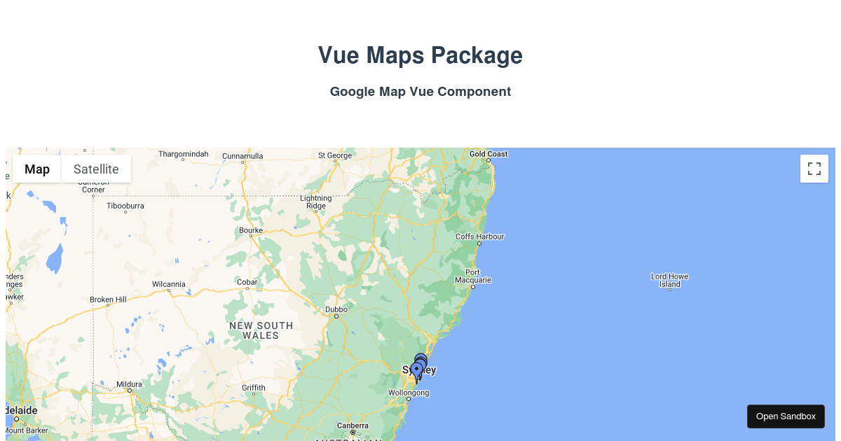 Maps with vuemaps Codesandbox