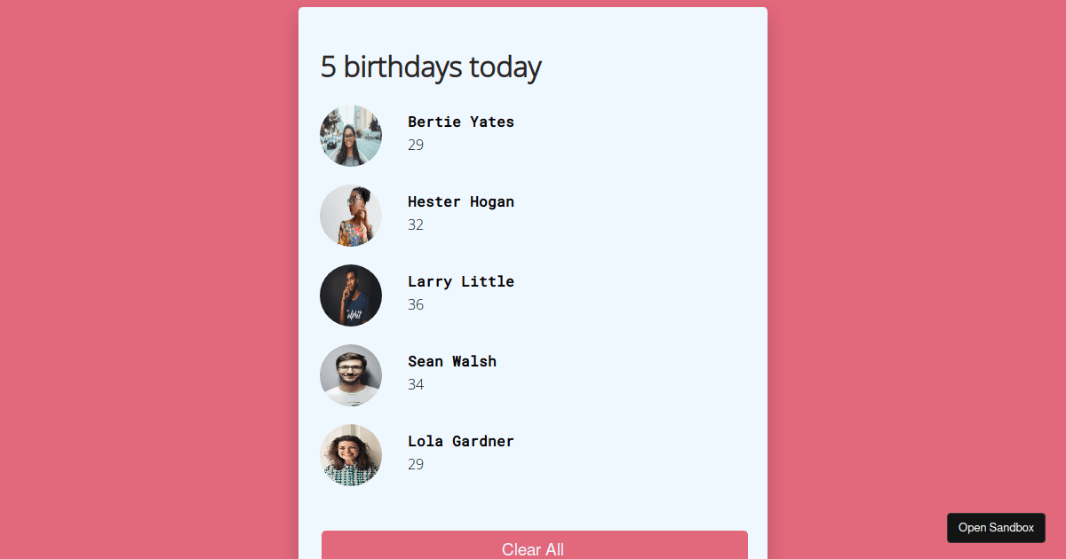 birthdayreminderapp20 Codesandbox