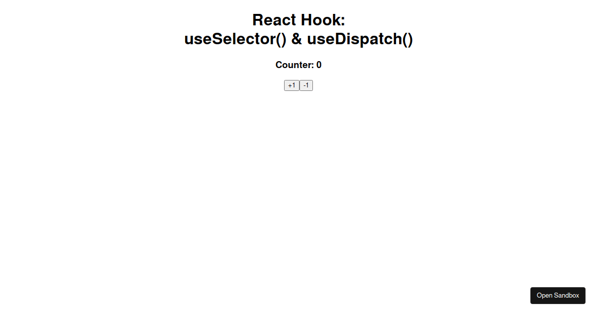 React Hooks useSelector & useDispatch Codesandbox