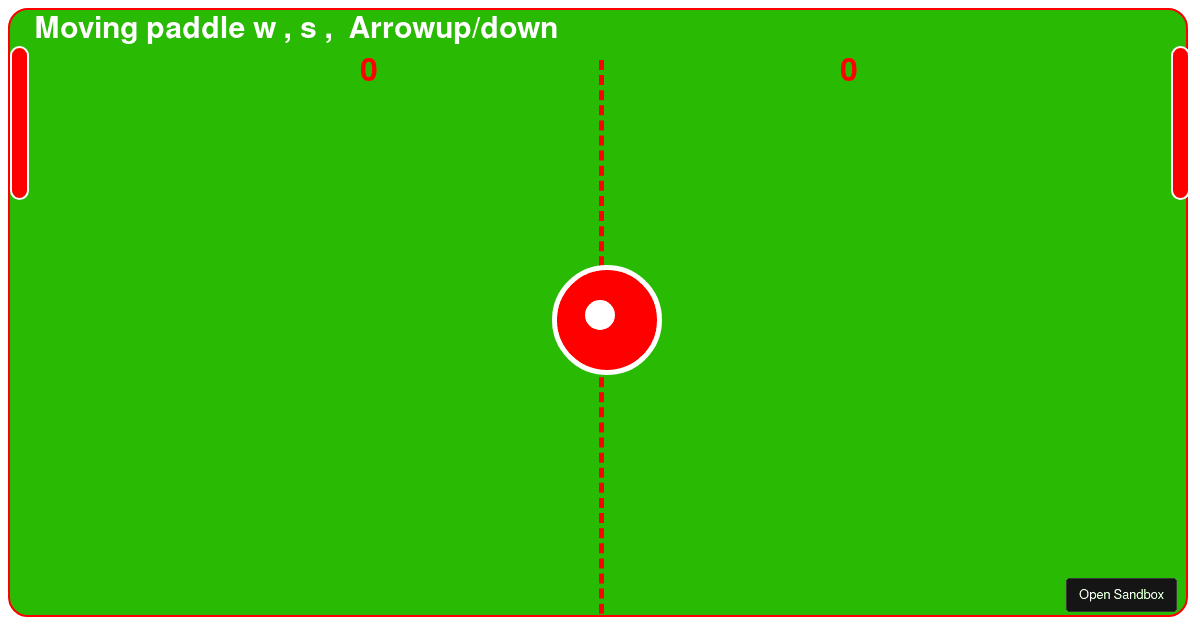 Ping pong game html css js Codesandbox