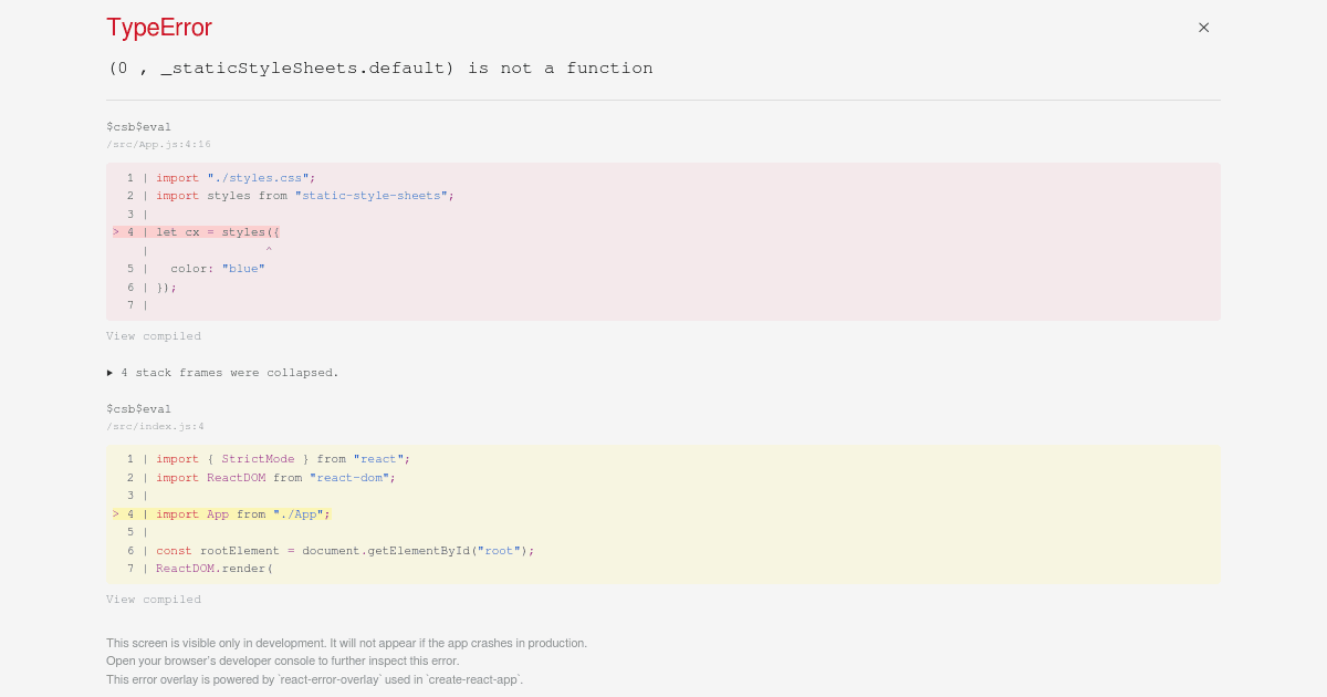 staticstylesheets examples CodeSandbox