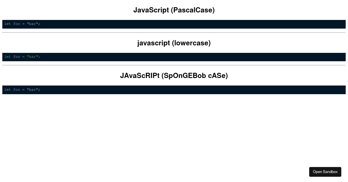prismreactrenderer example (forked) Codesandbox