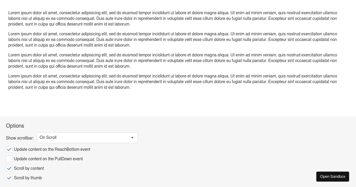Overview DevExtreme Scroll View Codesandbox