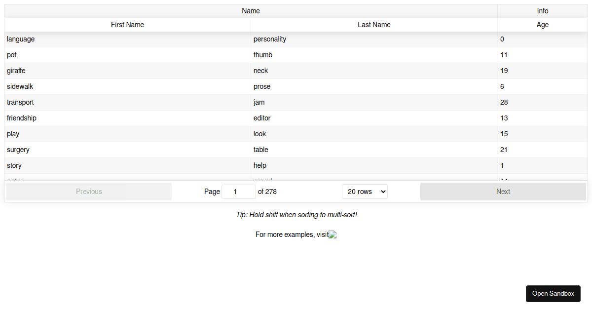 ReactTable Fixed Header + Vertical Scroll Codesandbox