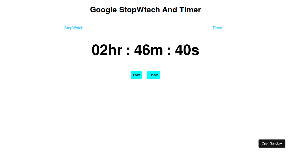 google timer/stopwatch Codesandbox