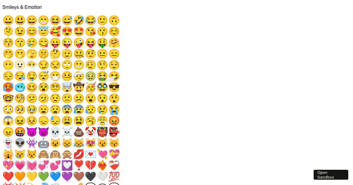 unicodeemojijson examples CodeSandbox