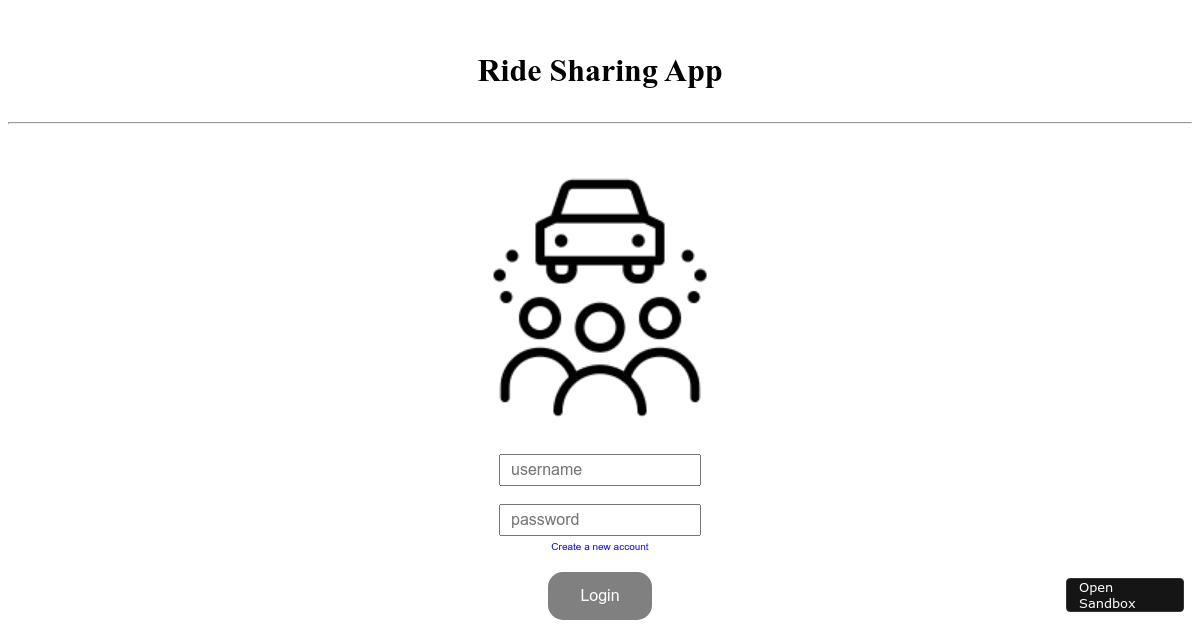 Ride Sharing App (forked) Codesandbox