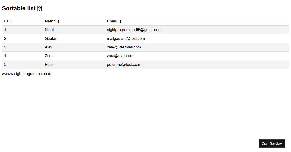 vuelistsorting Codesandbox