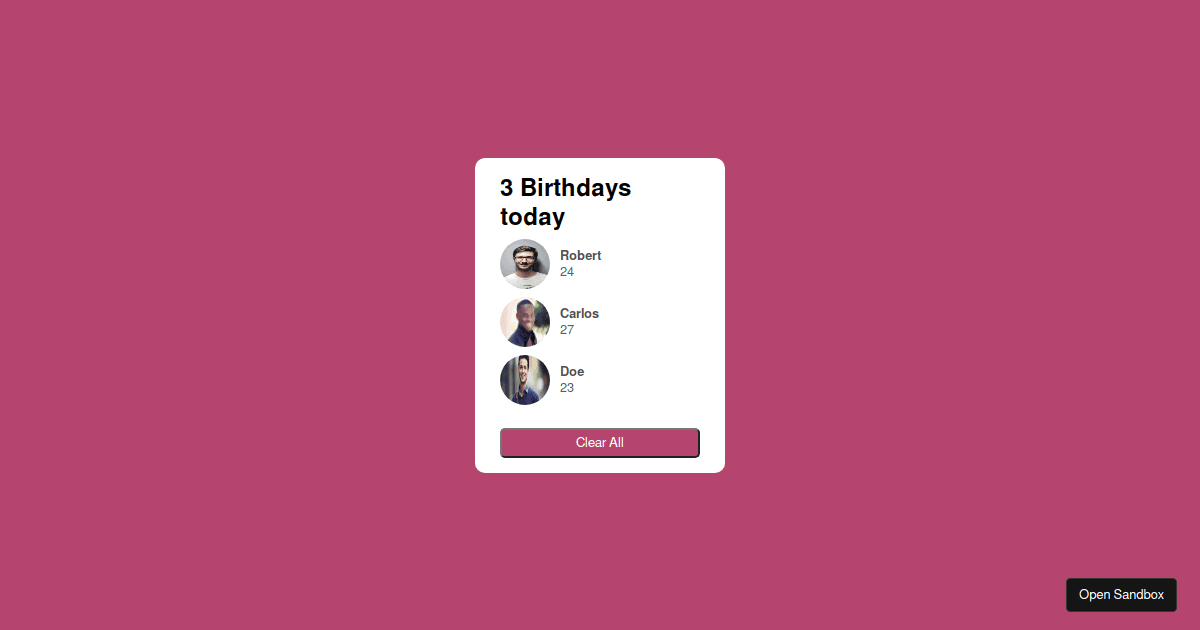 birthdayreminder Codesandbox