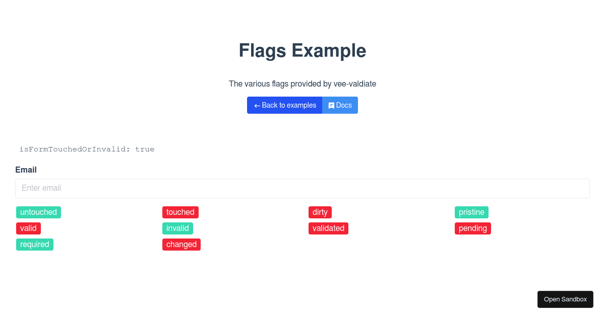 VeeValidate Examples CodeSandbox