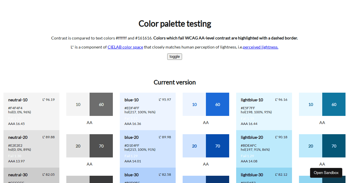 Color palette tool Codesandbox