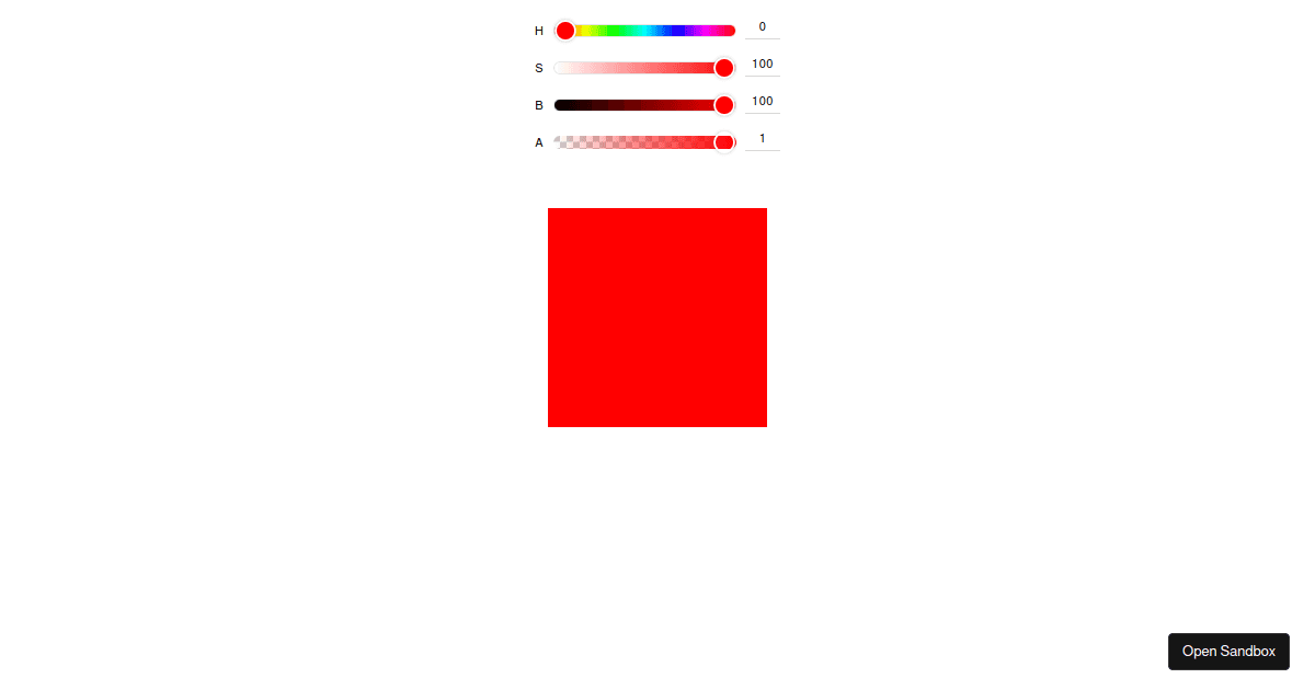 slidercolorpicker examples CodeSandbox