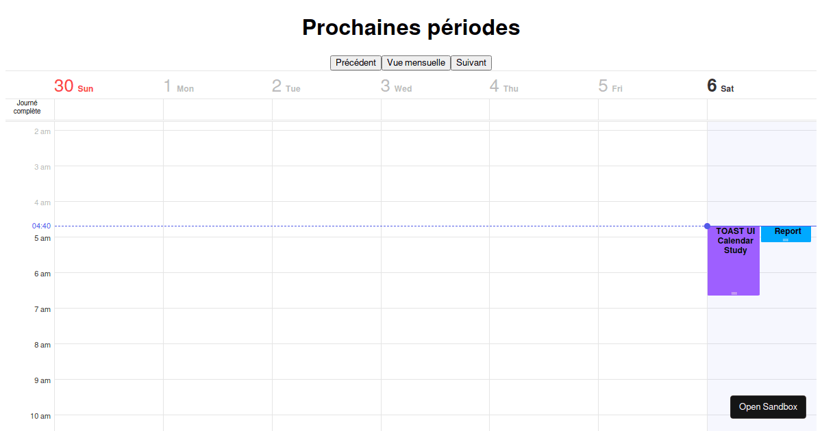 TOAST UI Calendar Buttons experiment Codesandbox
