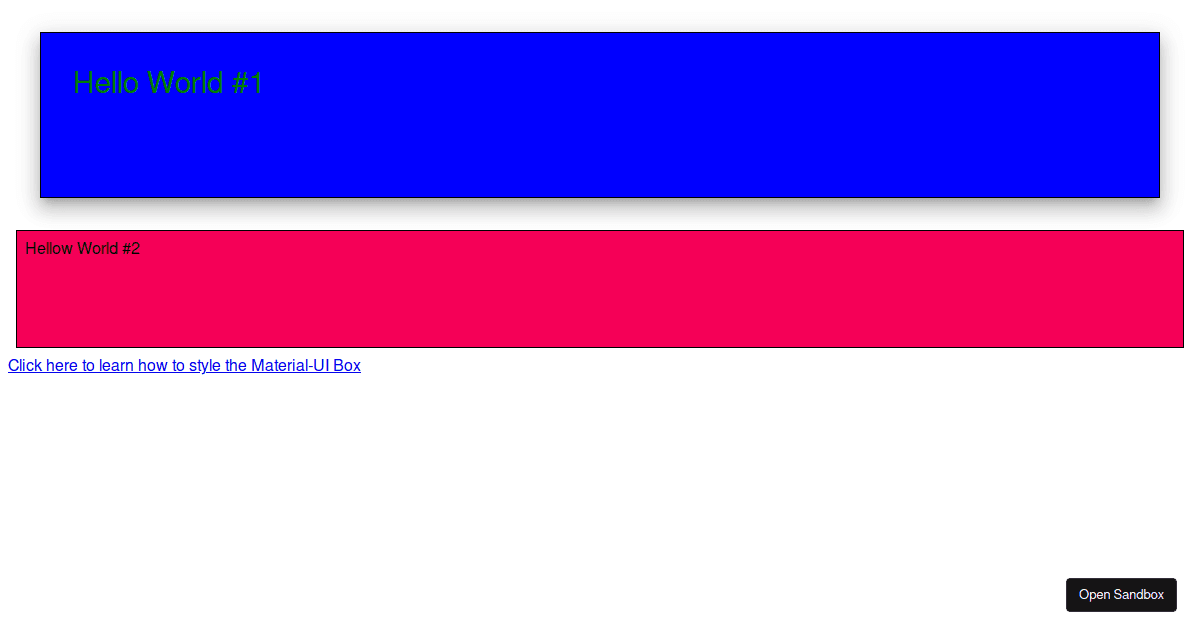 MaterialUI Box Styling Codesandbox