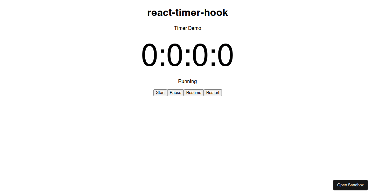 react timer hooks Codesandbox