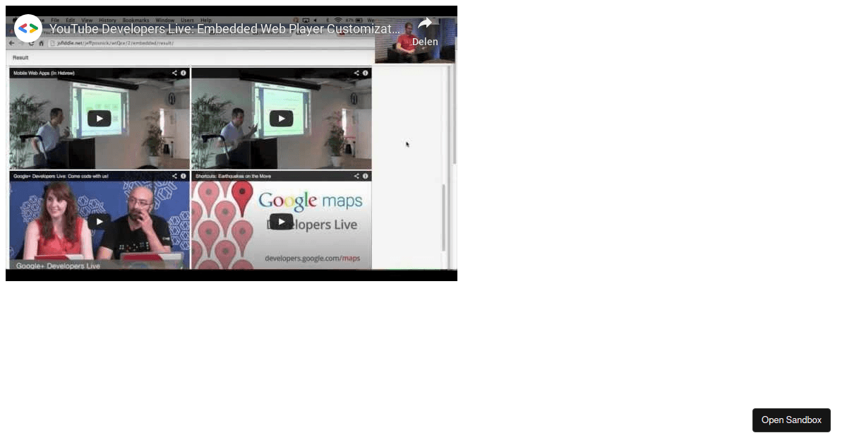 youtube iframe api Codesandbox