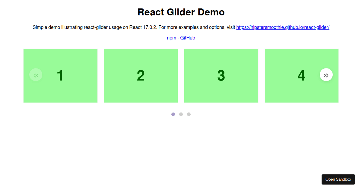 reactglider examples CodeSandbox