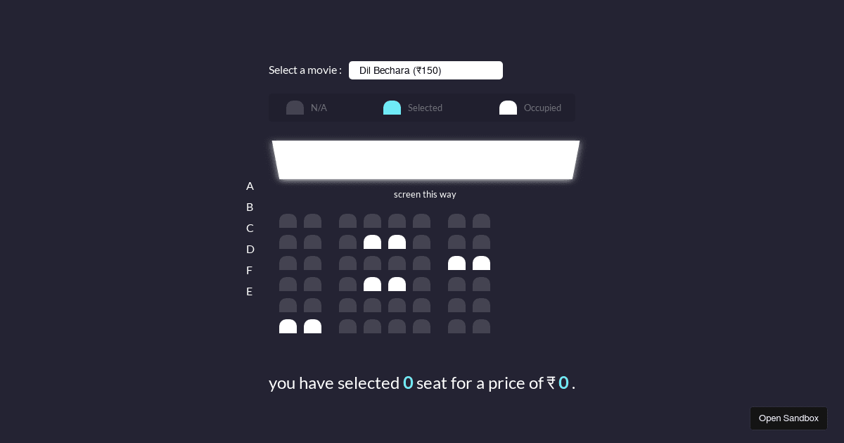 Movieseatbooking (forked) Codesandbox
