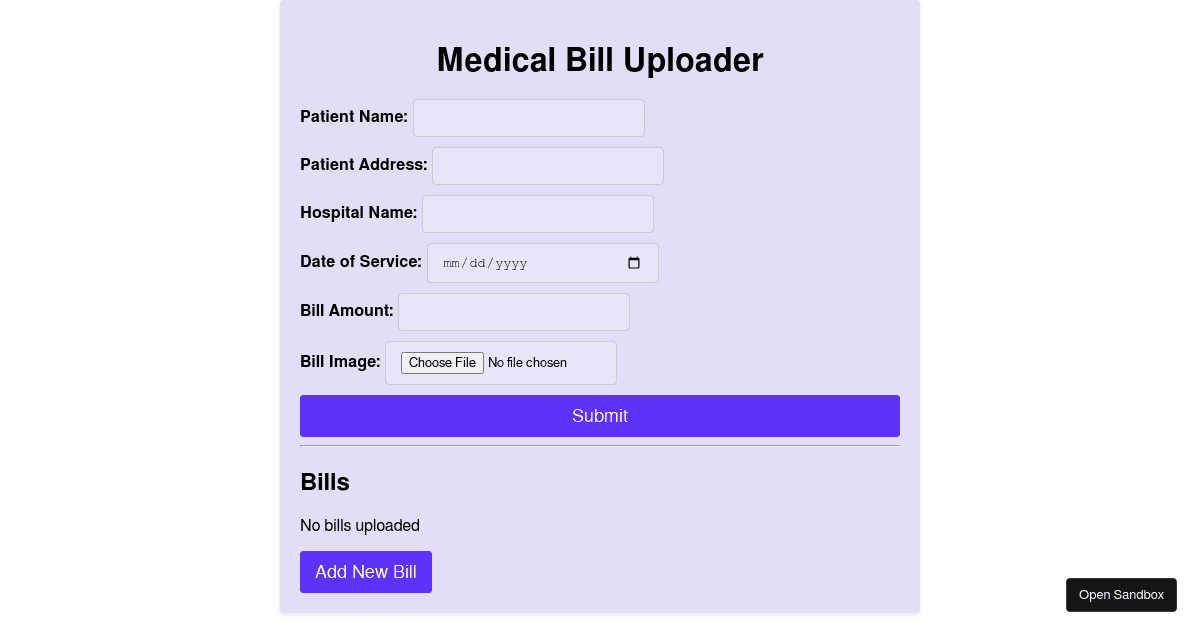 medicalbilling Codesandbox