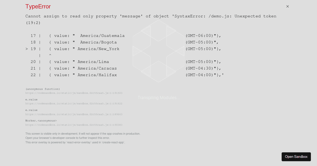 reacttimezonepicker examples CodeSandbox