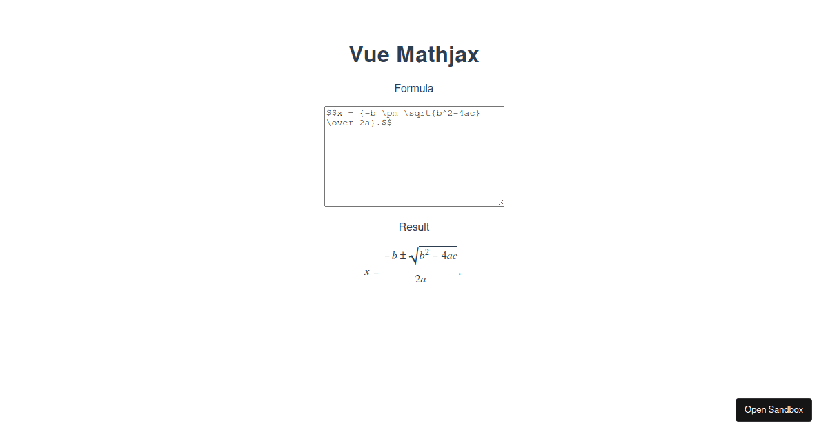 Vue Mathjax Demo Codesandbox